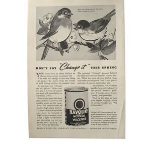 Vintage 1936 Havoline Oil Change It Ad Advertisement